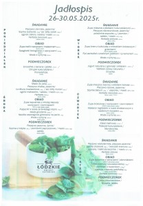 Jadłospis 26.05.-30.05.2025