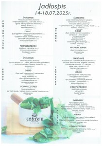 Jadlospis 14.07.-18.07.2025